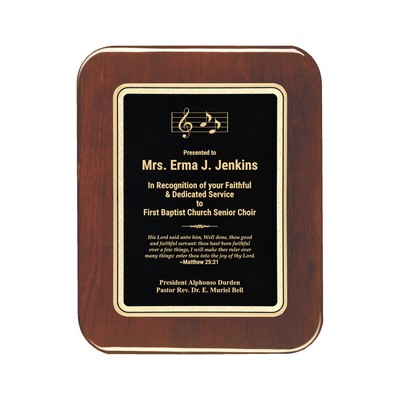 Black Plate Rosewood Piano-finish Plaque w/ Elliptical Edge 7" x 9"