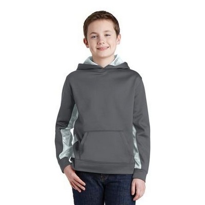 Youth Sport-Wick® Camohex Fleece Colorblock Hooded Pullover