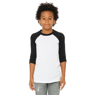 BELLA+CANVAS Youth Three-Quarter Sleeve Baseball T-Shirt