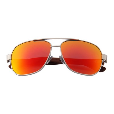 Wooden Square Aviator Series Ebony, Zebra & Rosewood Sunglasses (TIGARD)