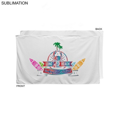 Plush and Soft Velour Terry Cotton Blend White Beach Towel, 35x60, Sublimated Full color Logos