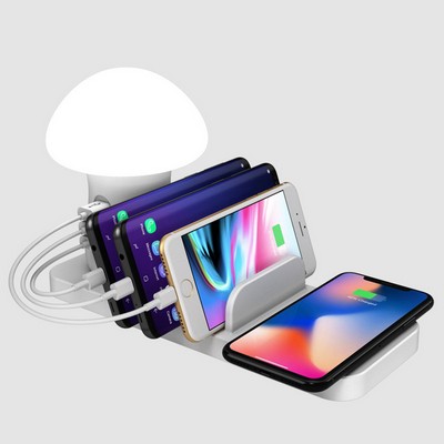 3 Port USB 10W Wireless Charger w/Night Light