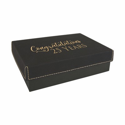 7 3/8" x 5 3/4" Black/Gold Leatherette Gift Box