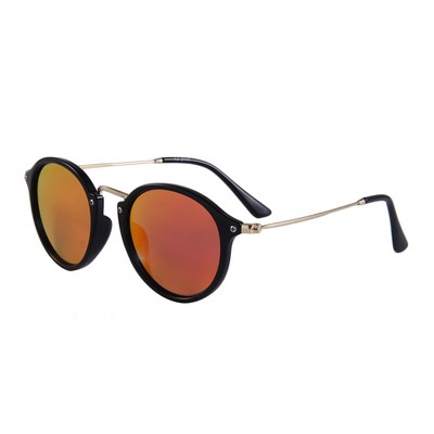 Sunglasses - Red Mirror Lenses - Black Frames - Gold Temples