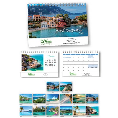 2026 Scenic Beach Desination Desk Tent Calendar