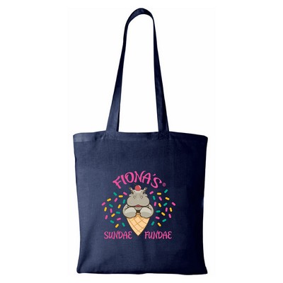 Lightweight Natural Canvas Convention Tote Bag with Shoulder Strap - Full Color Transfer (15"x16")