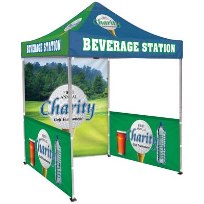 6.5' Square Canopy Tent w/1 Full Double Sided Wall & 2 Double Sided Half Walls