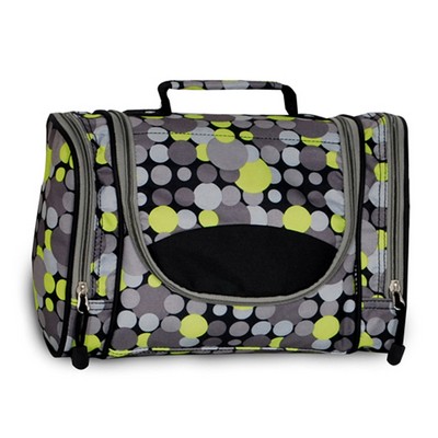 Everest Deluxe Toiletry Bag, Yellow/Gray Polka Dot