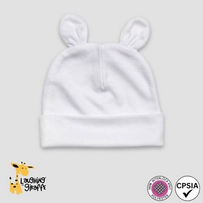 Baby Bear Ears Beanie Hats White 100% Polyester - Laughing Giraffe®