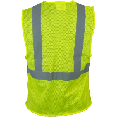 Hi-Vis Pocketed Mesh Vest with Zip Closure-Silver Fabric Reflective/Fluorescent Yellow-Green