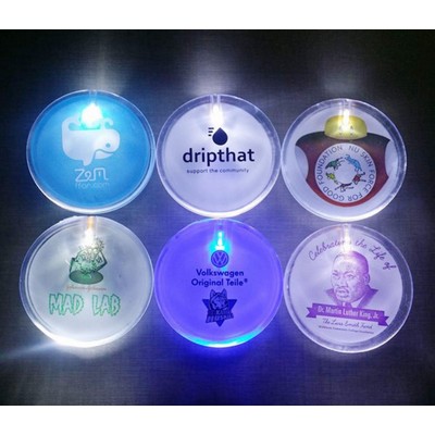 2" Round Glow LED Button Pin Badge