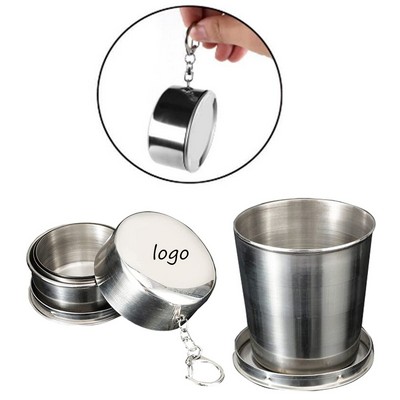 Stainless Steel Collapsible Cup With Keychain