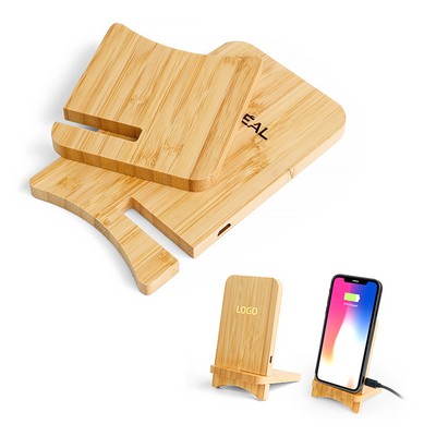 Phone stand bamboo wireless charger