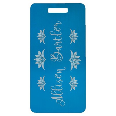 Anodized Aluminum Blue Luggage Tag, 3 7/8" x 2"