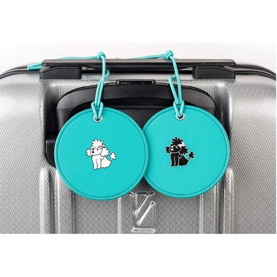 Round Shaped PU Leather Luggage Tag