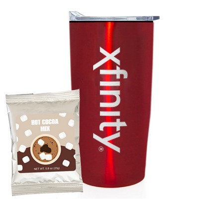 Promo Revolution - 20 Oz. Straight Tumbler w/Plastic Liner Gift Set w/Hot Chocolate Mix