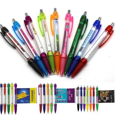 Plastic Retractable Ballpoint Pen Reel Banner pen