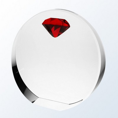 Red Diamond Circle Crystal Award, 4"H