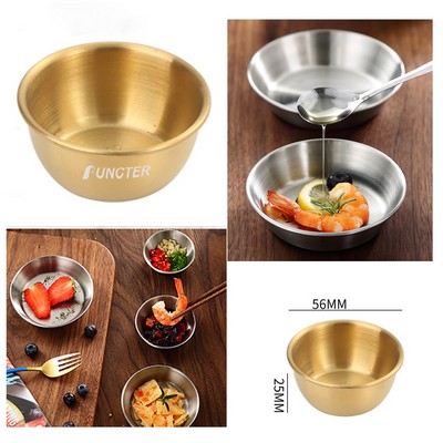 Gold Round 304 Stainless Steel Sauce Dishes Seasoning Dip Bowls Sauce Seasoning Plate 2.2"