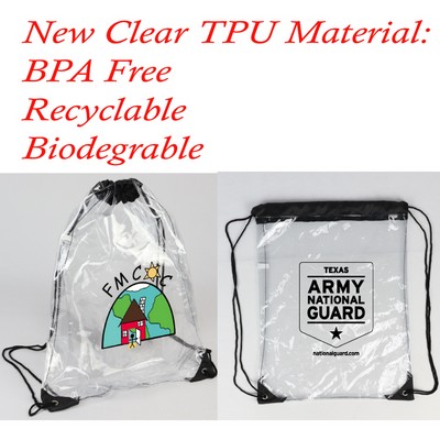 CLEAR TPU Drawstring Backpack ( RECYCLABLE AND BIODEGRABLE)