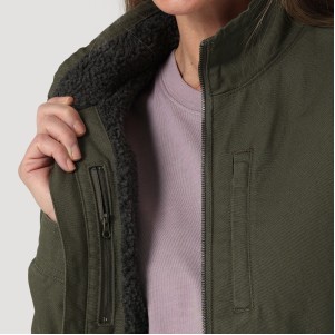 Wrangler® Riggs Workwear® Women's Loden Green Sherpa Lined Canvas Jacket