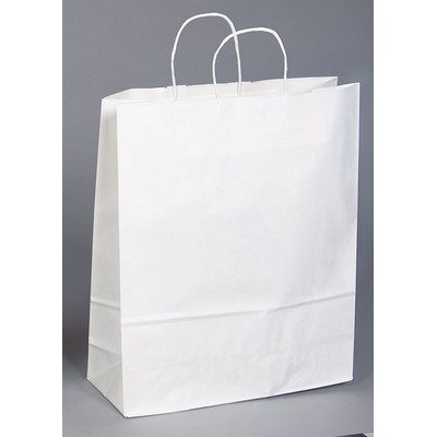 Digitally Printed White Kraft Paper Shopping Bag (18"x7"x18.75")