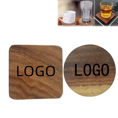 Set of 2 Natural Wooden Coasters