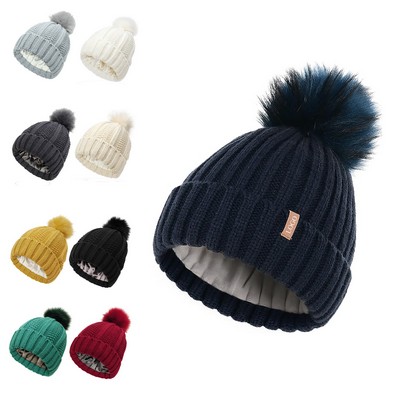 Winter Knitted Beanie With Pompom