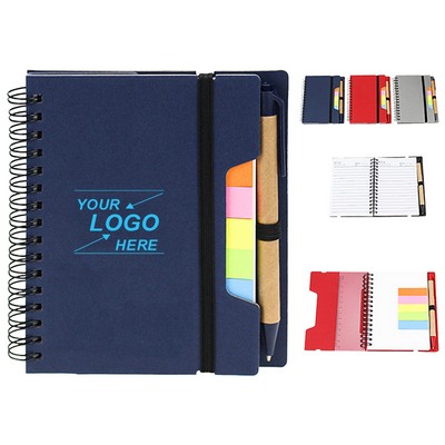 Deluxe Kraft Notebook Set with Sticky Flags and Pen