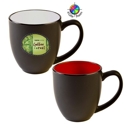 14 Oz. Vitrified Two-Tone Hilo Black/Red Bistro Mug - Full Color - Dishwasher Resistant