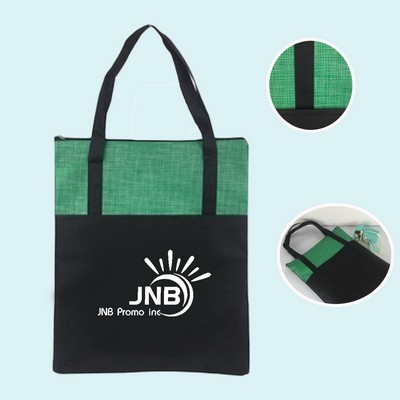 Zippered Foldable Non-Woven Tote