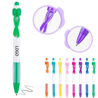 Ribbon Clip Grip Pen Retractable Pen