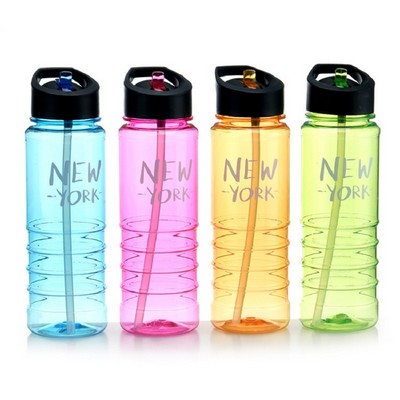 Plastic Straw Promotional Water Bottle with Straw