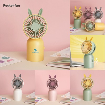 Rechargeable Mini Handheld Fan Cute Bunny Ear Fan