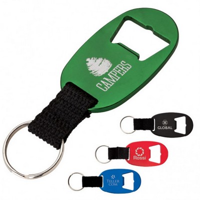 Oval Aluminum Bottle Opener With Key Ring