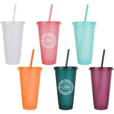 24 oz Cup with Lids and Straws