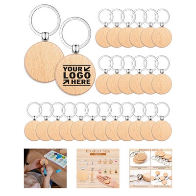 Natural Wood Slices Keychain Blanks for Laser Engraving