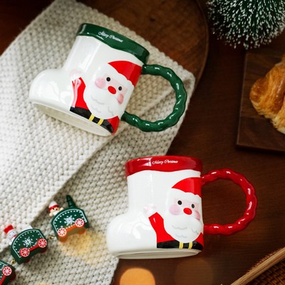 Santa Claus Stocking-Shaped Ceramic Mug