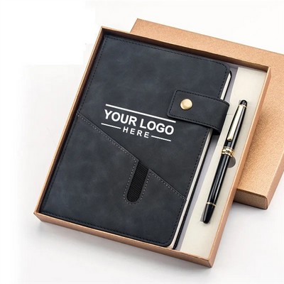 A5 Leather Notebook and Pen Gift Set – Elegant Writing Essentials