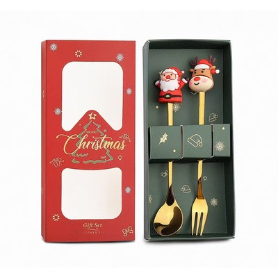 Stainless Steel Forks and Spoons 2 Pieces Gift Set for Christmas