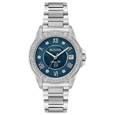 Bulova Watches Ladies'' Marine Star Diamond Watch, Blue Dial