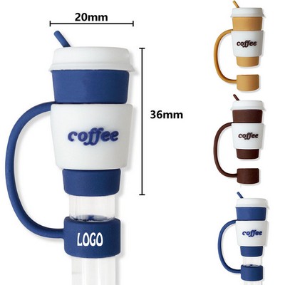 Coffee Cup Style Silicone Straw Topper