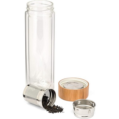 Copenhagen Double Wall Glass Bottle with stainless steel infuser -14.3 oz 425 ml