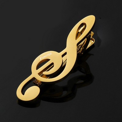 Stainless Steel Musical Note Shape Tie Clip for Men