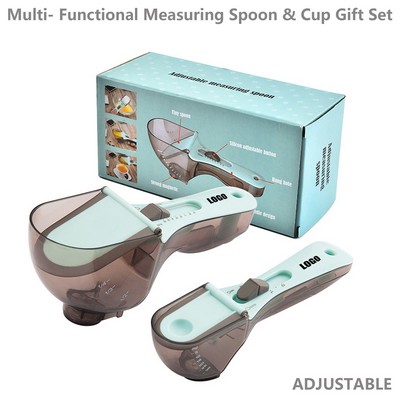 Adjustable Silicone and Plastic Measuring Spoon with Ergonomic Handle Gift Set