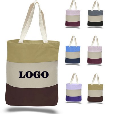 Heavy Canvas Tote Bags Tri-Color