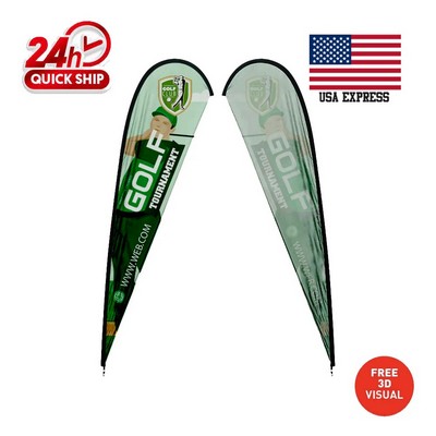 12' Premium Single-Sided Teardrop Flag Kit Poles/Ground Spike