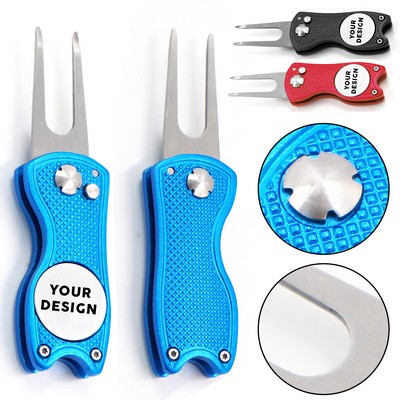 Foldable Golf Divot Repair Tool with Ball Marker