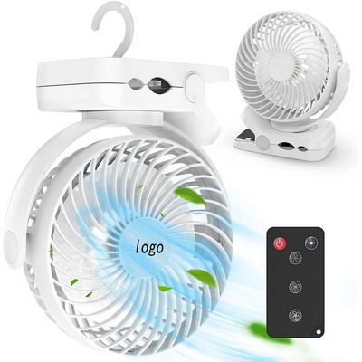 Portable Camping Rechargeable Clip-On Fan W/ Led Light