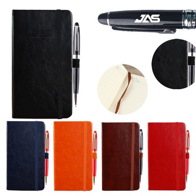 A6 PU Bandage Notepad/Stylus Set W/ Pen